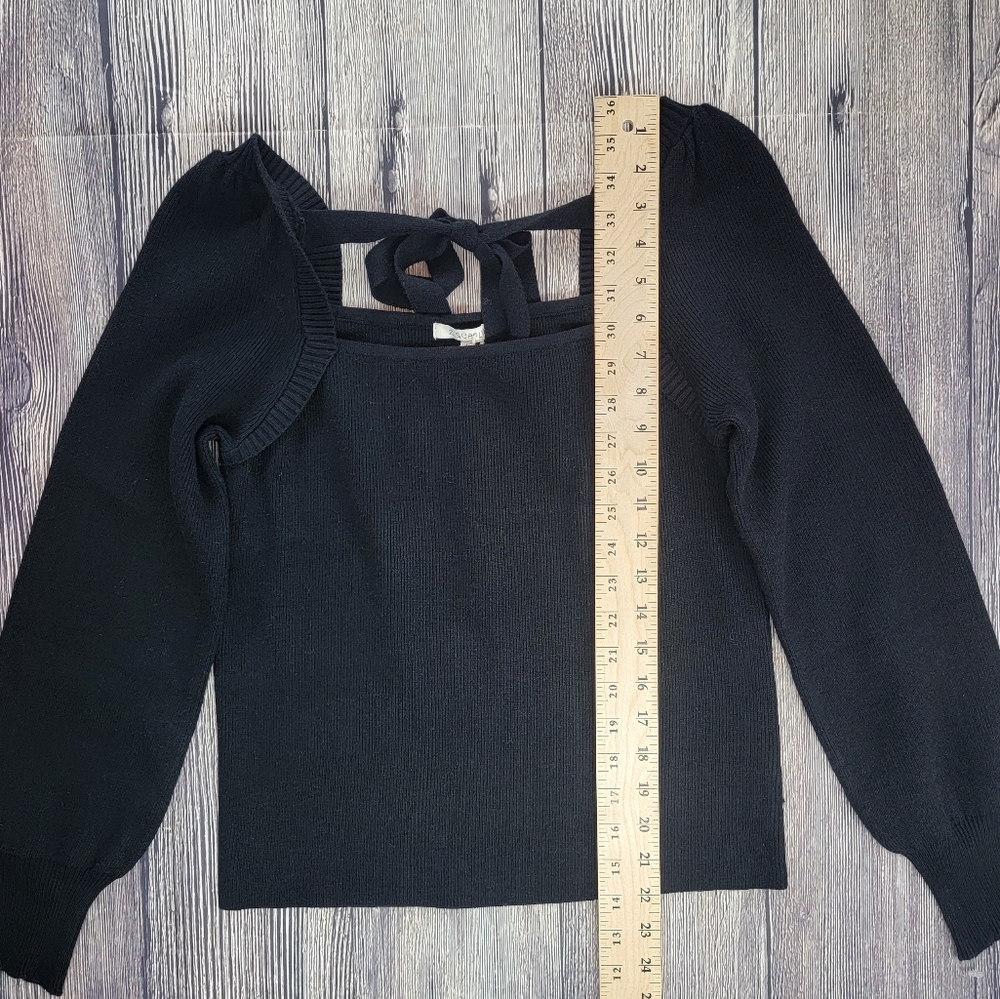 Z Supply NWT Hadley Sweater Tie Back Ribbed Black Top - Picture 6 of 12